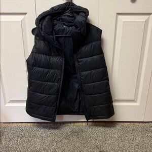 Black Puffer Hooded Vest